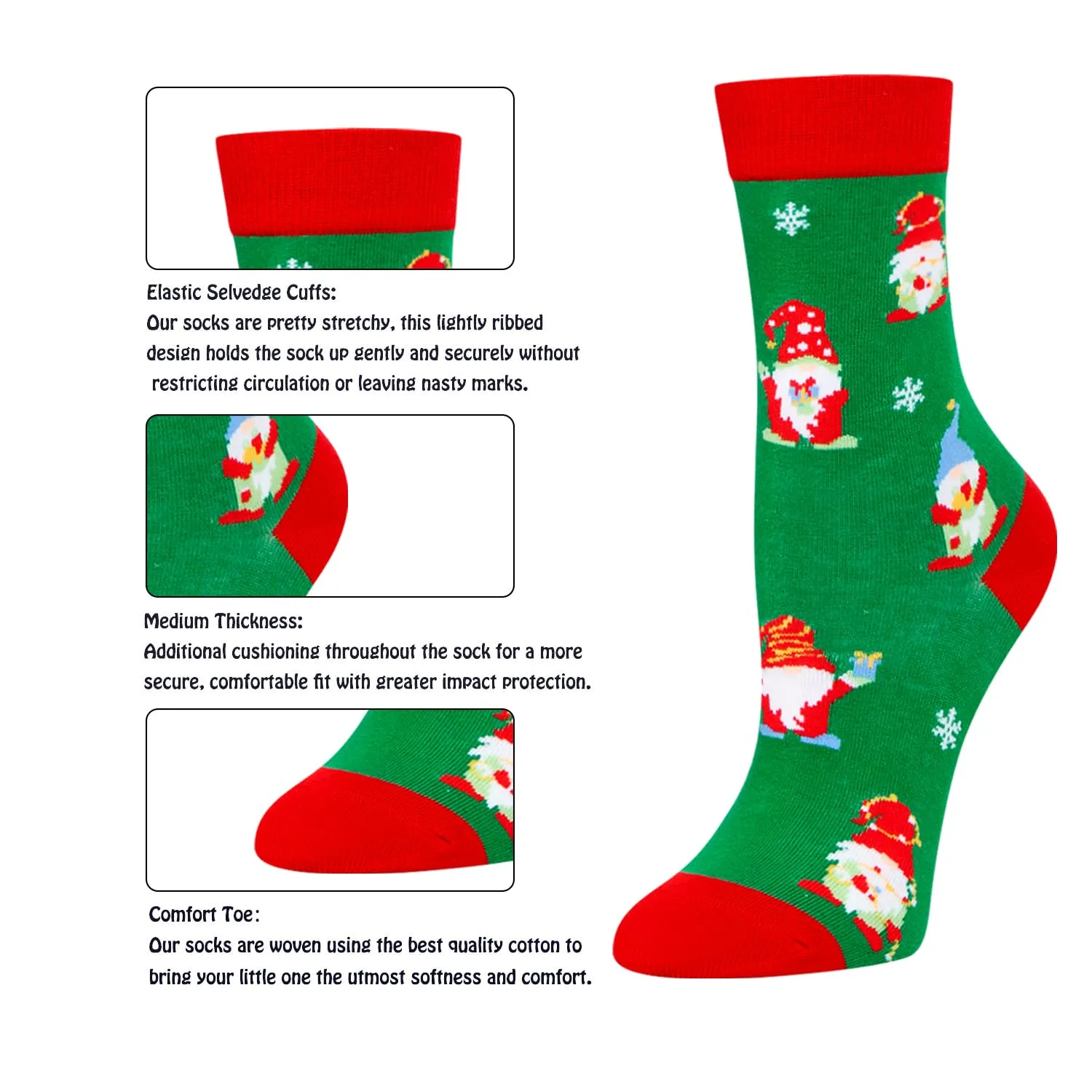 Christmas Gifts Stocking Socks for 7-9 years old Boy Girl - Gnome Reindeer Xmas Socks for Kids with Greeting Card