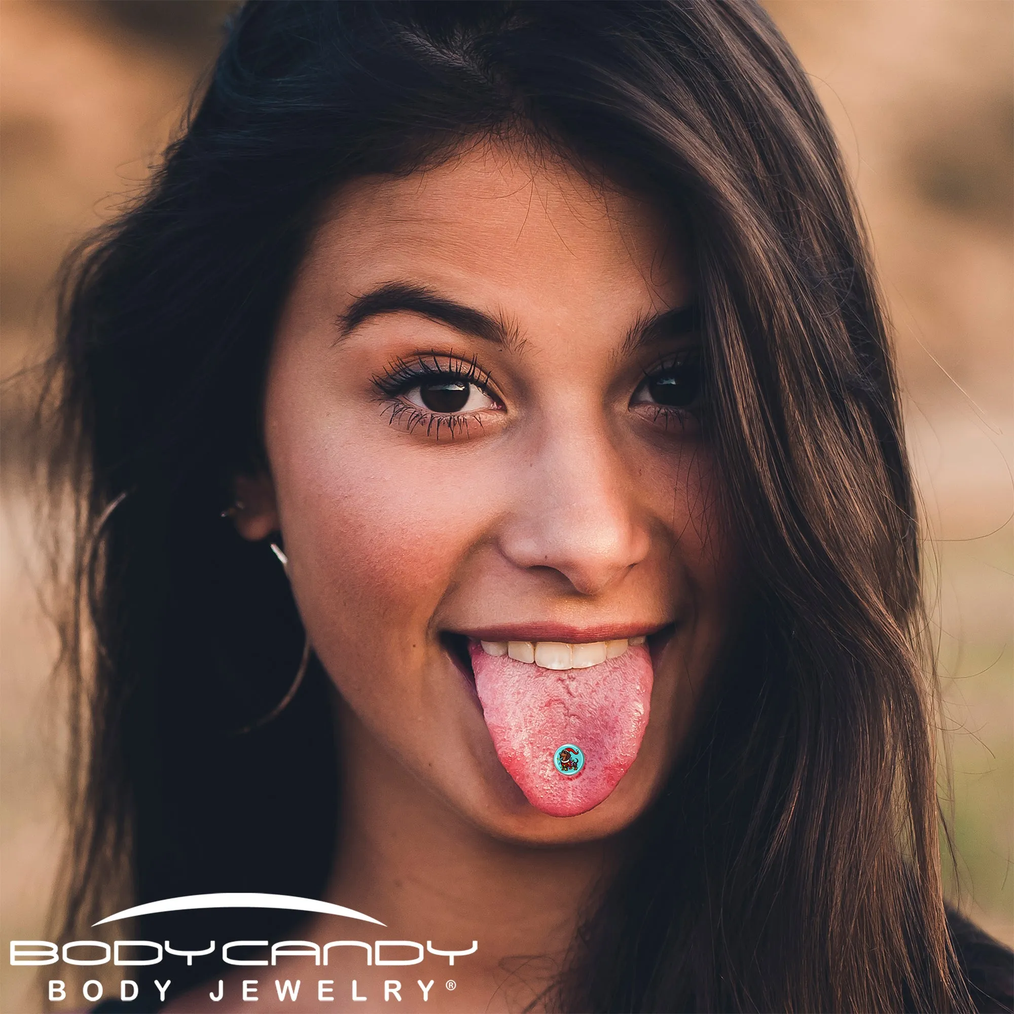 Christmas Holiday Weiner Dog Barbell Tongue Ring