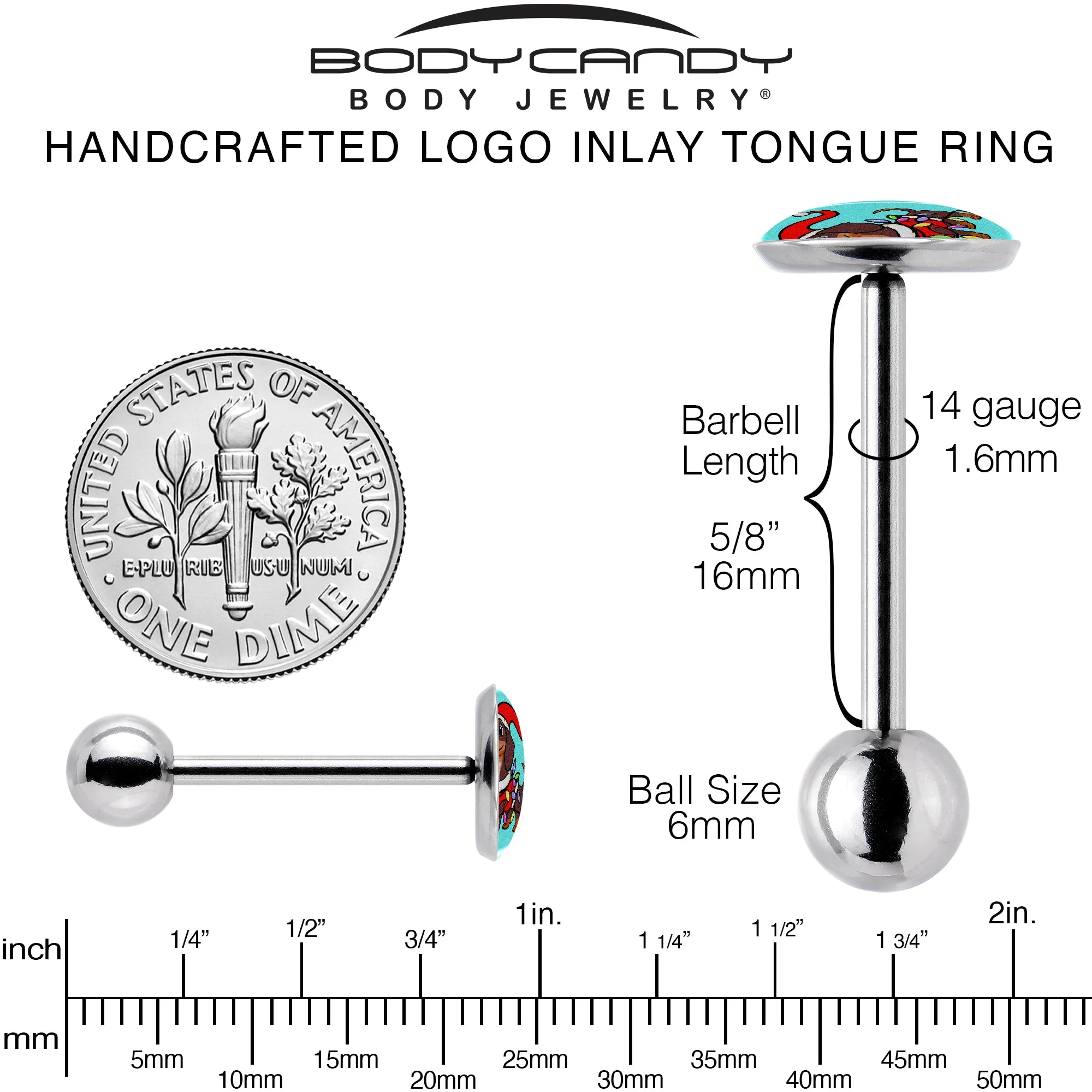 Christmas Holiday Weiner Dog Barbell Tongue Ring