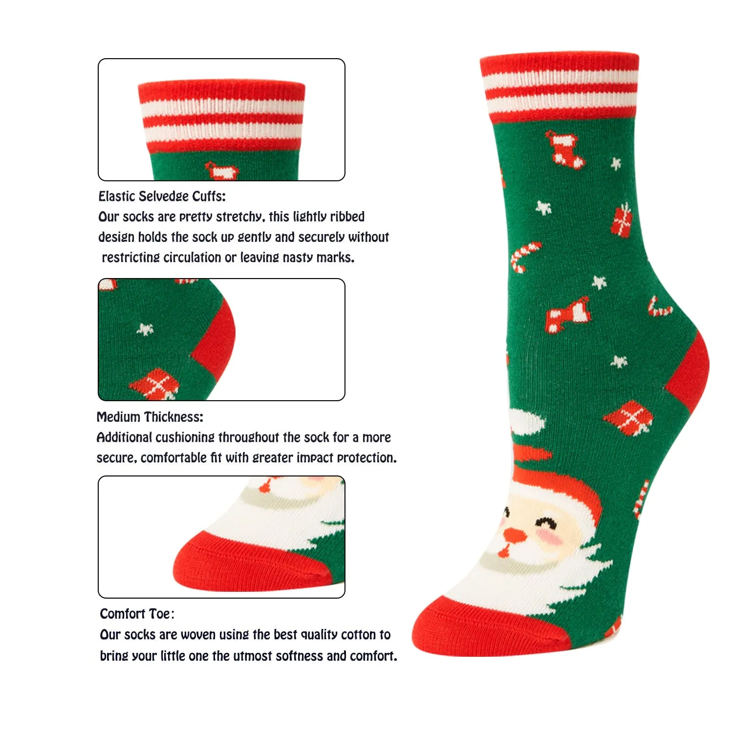 Christmas Stocking Socks for Boys Girls – Festive Santa Reindeer Snowman Penguin Gift Socks 7-9 Years