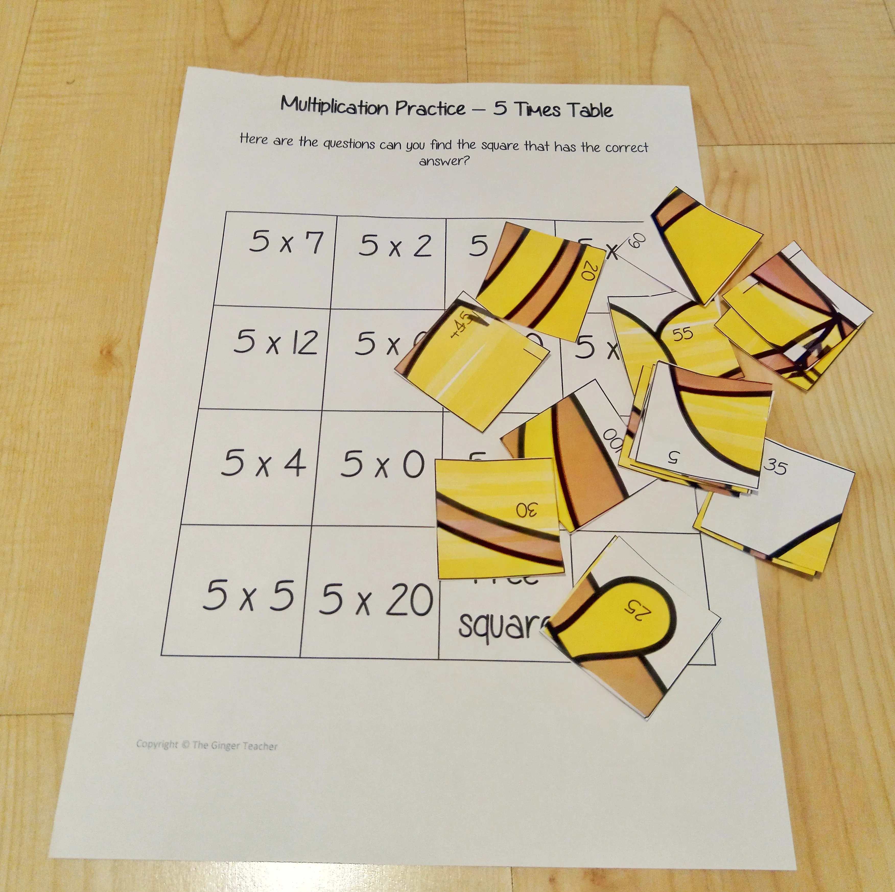 Christmas Themed Independent Multiplication Revision Sheets 5x