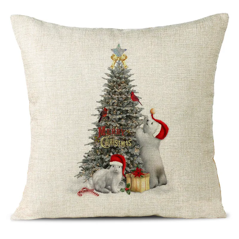 Christmas Themed Linen Pillowcase
