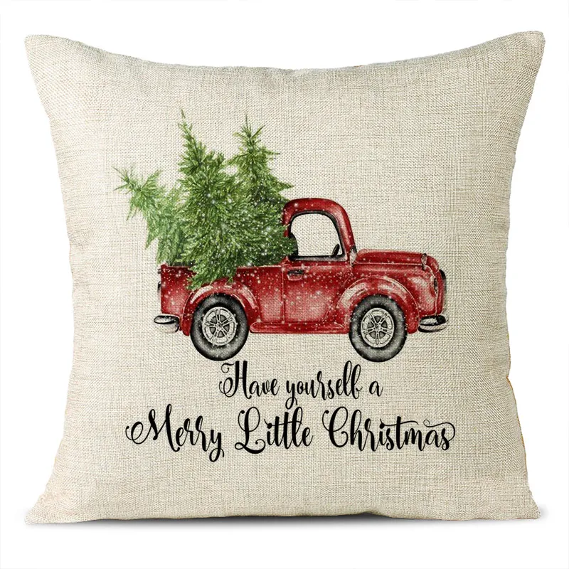Christmas Themed Linen Pillowcase