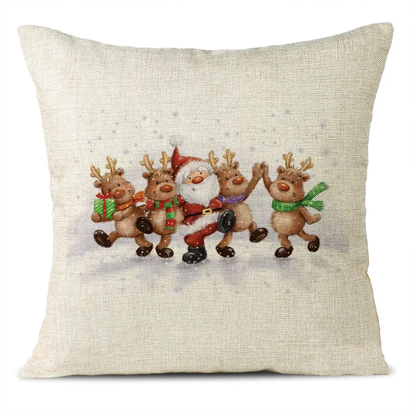 Christmas Themed Linen Pillowcase