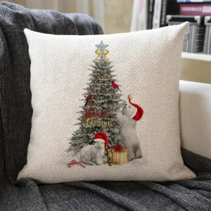Christmas Themed Linen Pillowcase