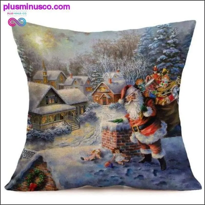 Christmas-themed Linen Pillowcases for Throw Pillows at