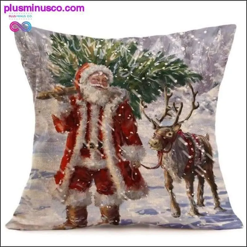 Christmas-themed Linen Pillowcases for Throw Pillows at