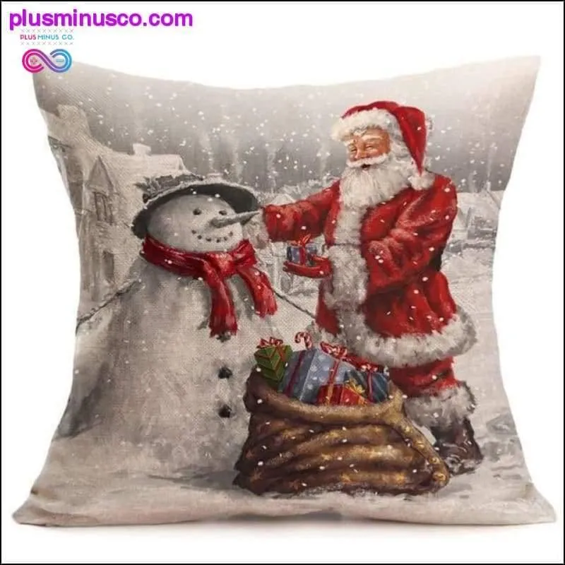 Christmas-themed Linen Pillowcases for Throw Pillows at
