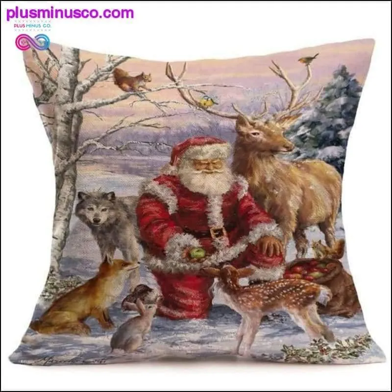 Christmas-themed Linen Pillowcases for Throw Pillows at