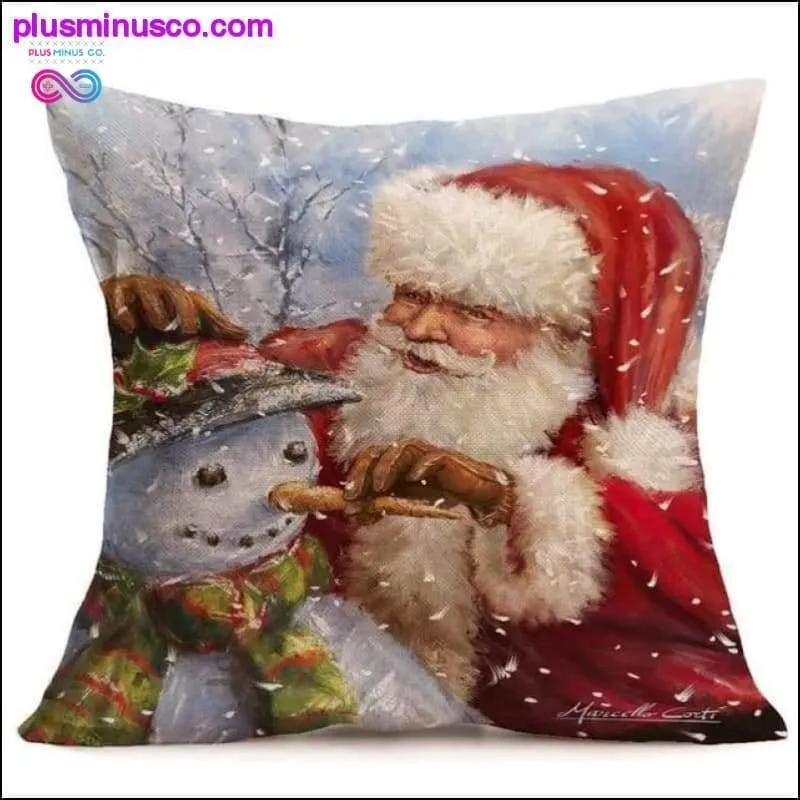Christmas-themed Linen Pillowcases for Throw Pillows at