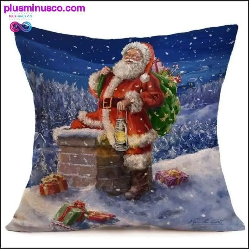 Christmas-themed Linen Pillowcases for Throw Pillows at