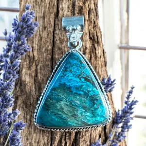 Chrysocolla Solid 925 Sterling Silver Pendant