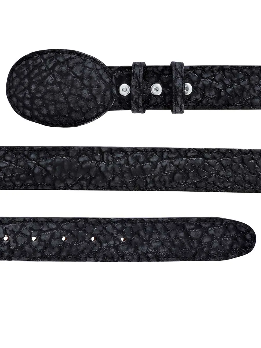 Cinto Vaquero de Piel Cuello de Toro para Hombre con Hebilla Ovalada, 1 1/2" Ancho 'El General' - ID: 41107