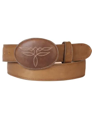 Cinto Vaquero de Piel Genuina para Hombre con Hebilla Ovalada, 1 1/2" Ancho 'El General' - ID: 43189