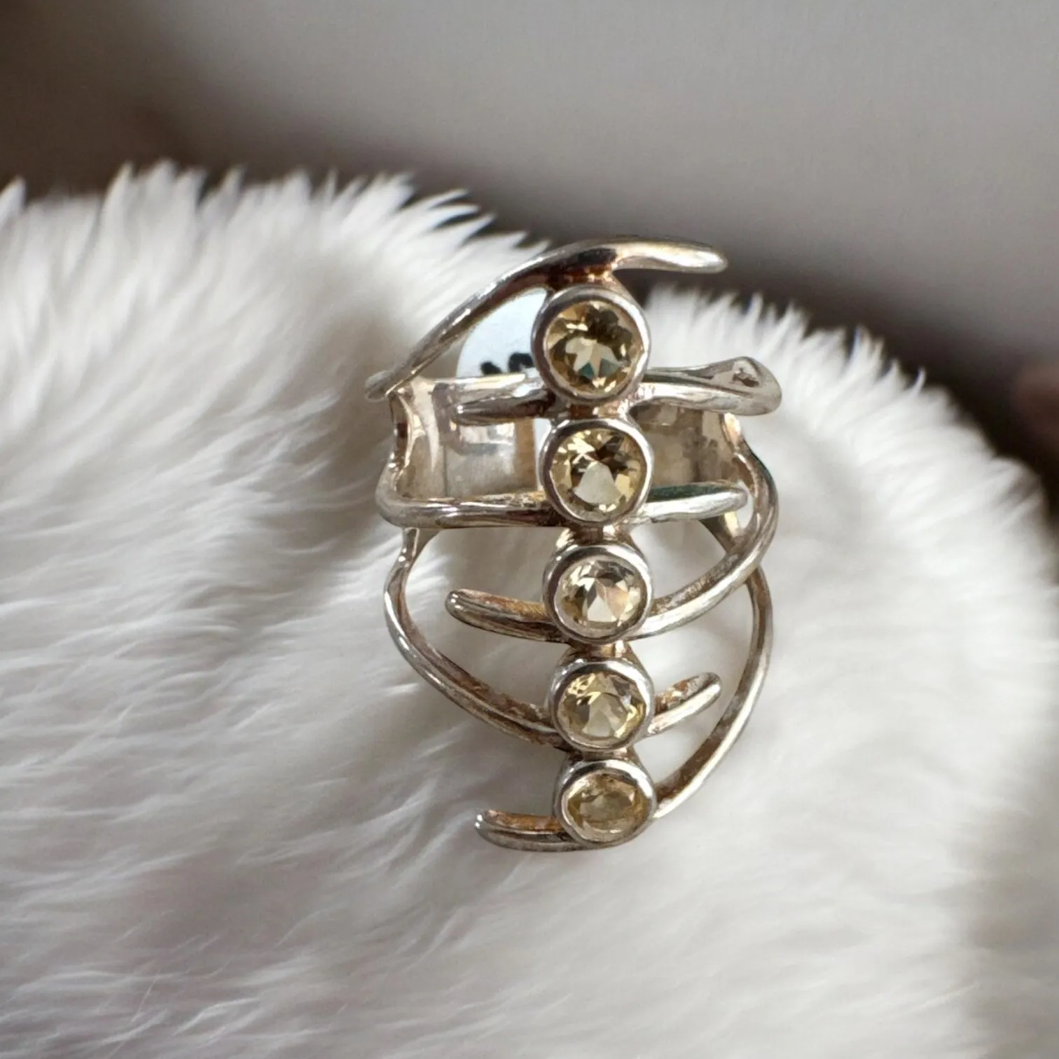 Citrine Solid 925 Sterling Silver Ring 8.5
