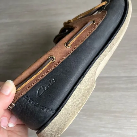 Clarks Port View Navy Combi Leather Men's Size 9