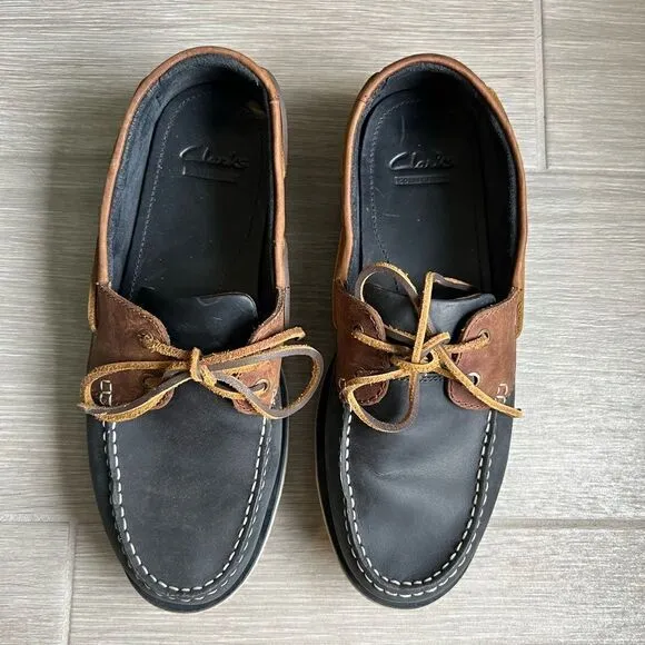 Clarks Port View Navy Combi Leather Men's Size 9