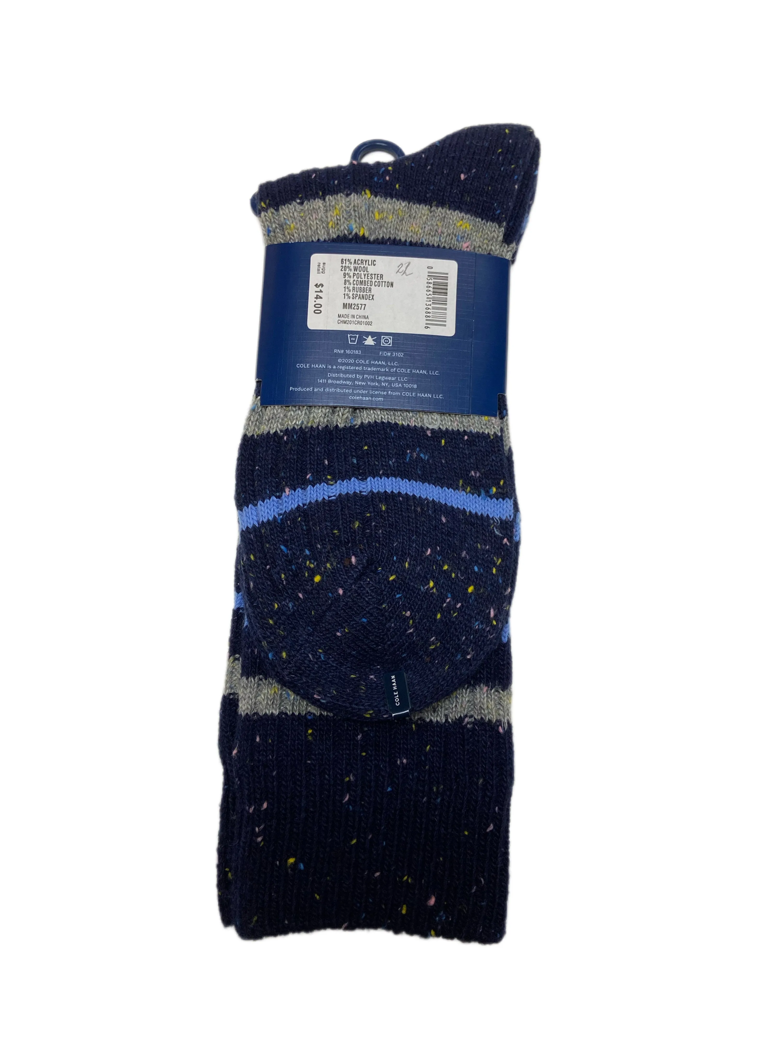 COLE HAAN Men's 1 Pair Multicolor Crew Knitted Dress Socks Sz 7-12 NWT