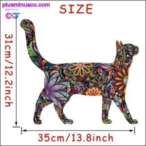 Colorful Floral Walking Cat Decals Wall Stickers - Wallpaper