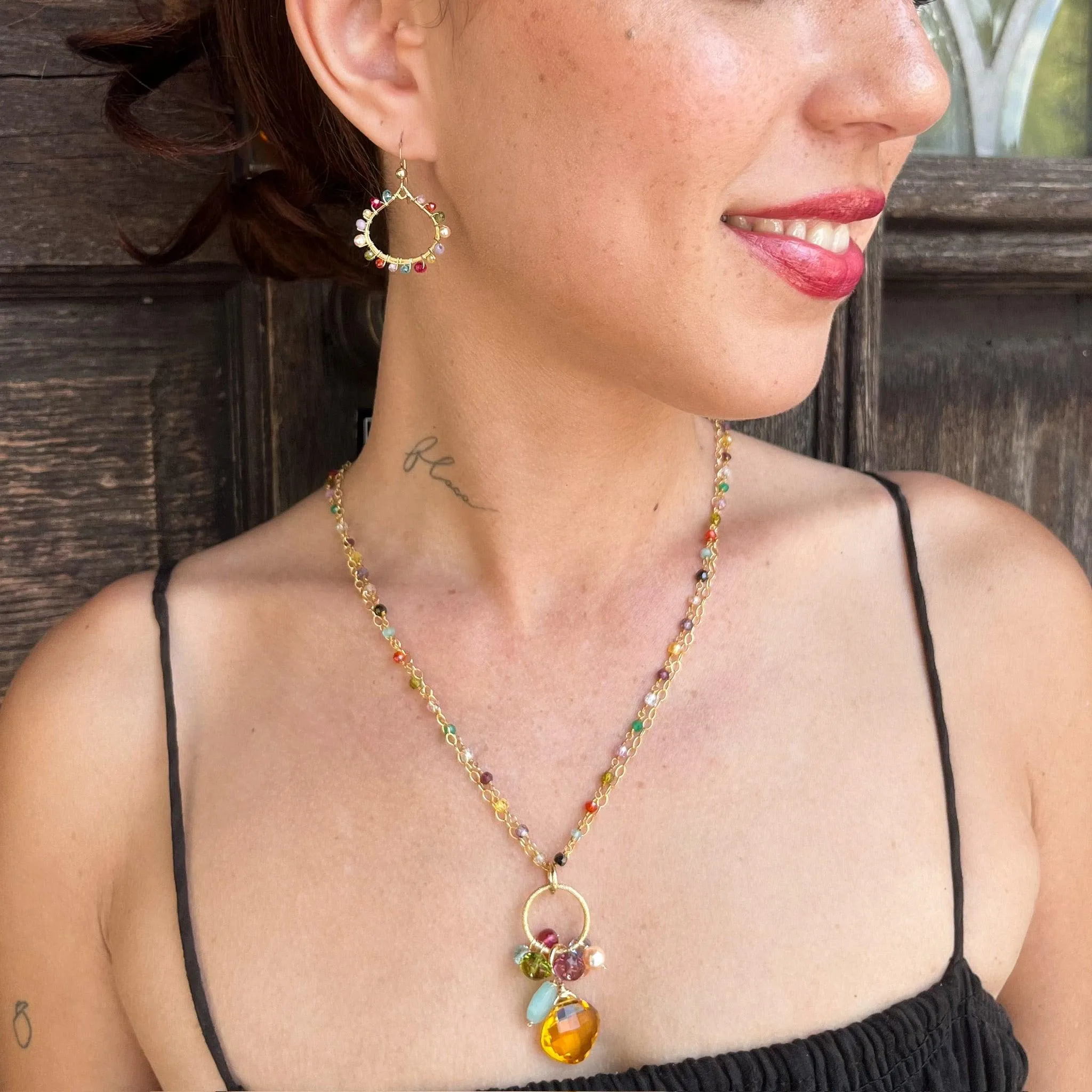 Colorful Lily Mini Petal Hoop Earrings