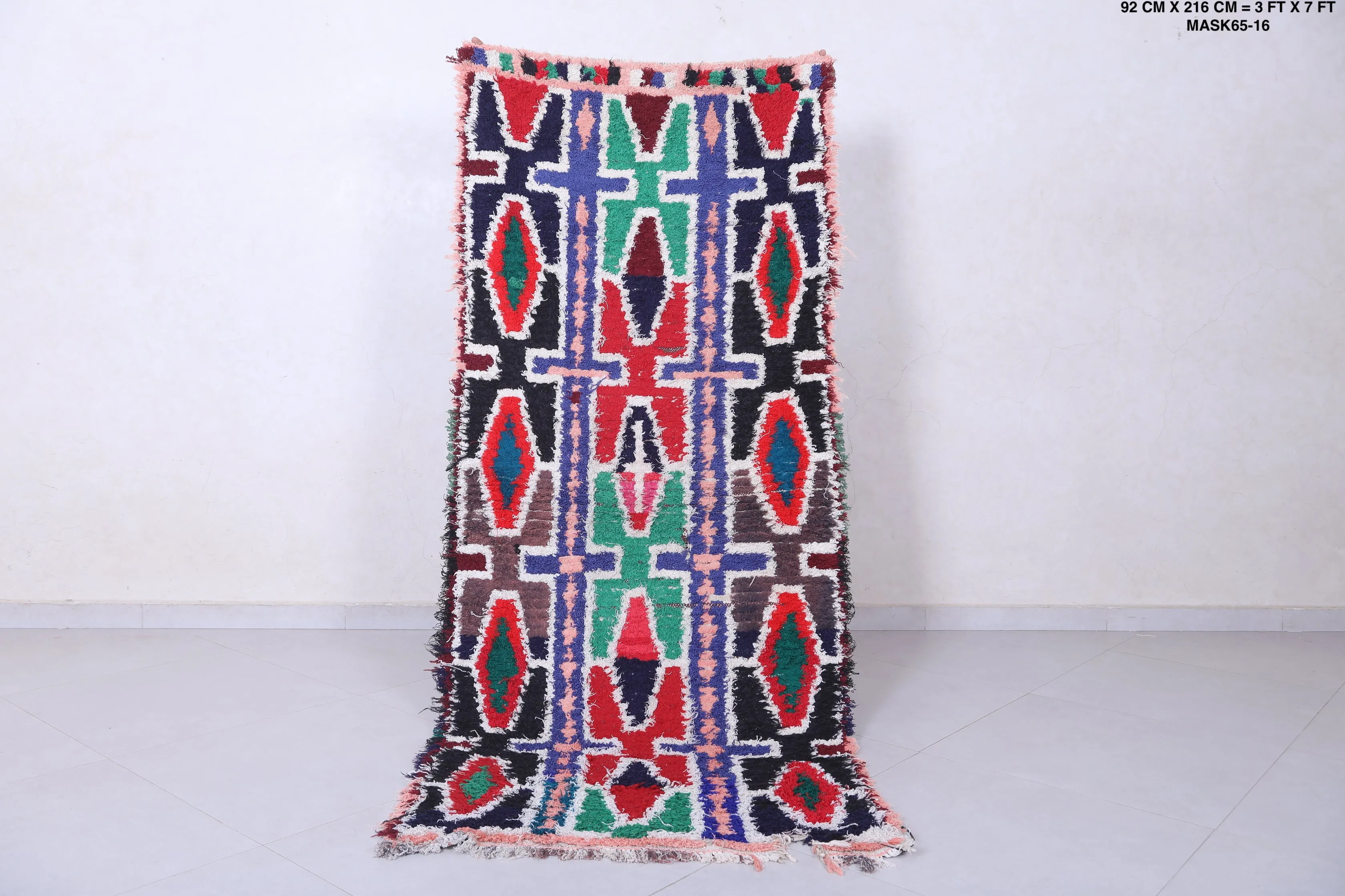 Colorful Moroccan Berber Rug - 3 X 7 Feet