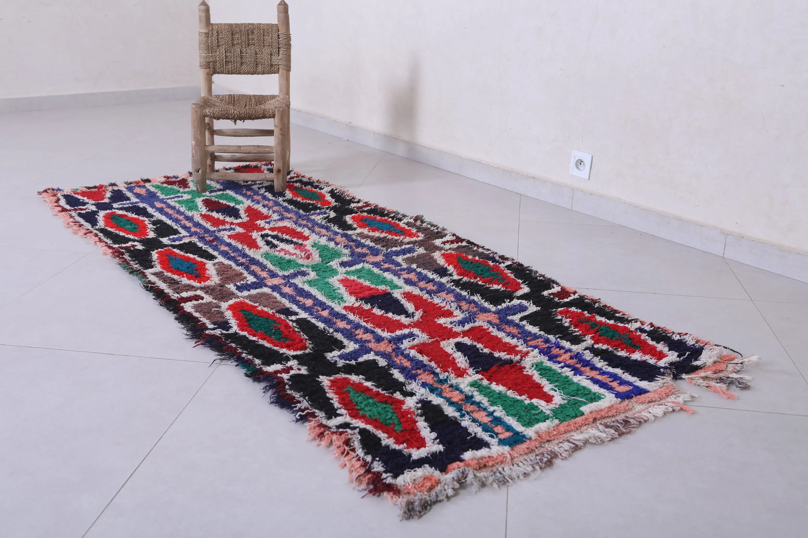 Colorful Moroccan Berber Rug - 3 X 7 Feet