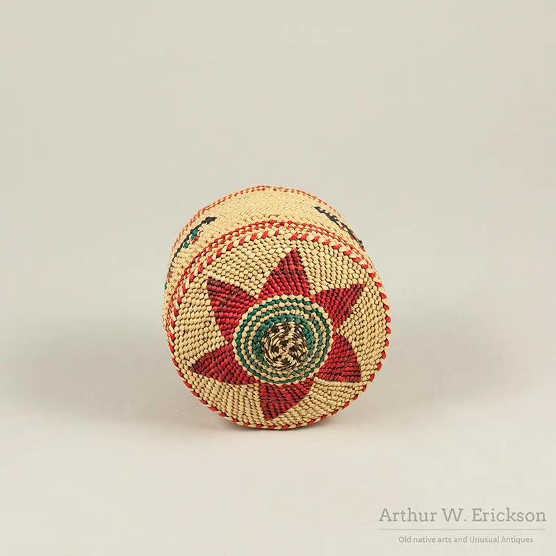 Colorful Nootka Lidded Basket