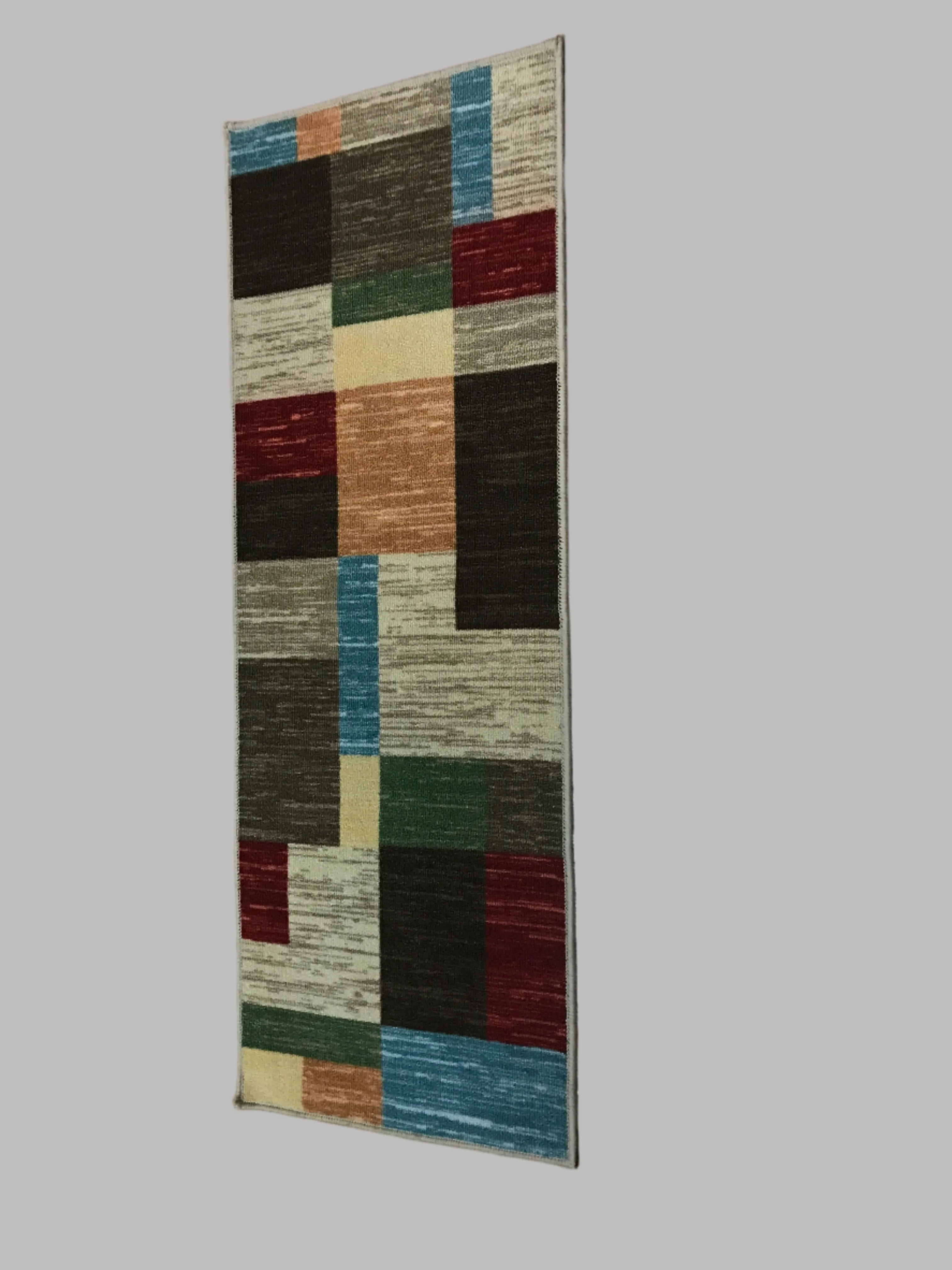 Colorful Square Print Rug-54"-long  x 19 1/2"wide