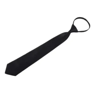 ContiNent 33 Black Clip On Tie Security Ties For Men Women Doorman Steward Matte Black Necktie Black Funeral Tie Clothing Accessories