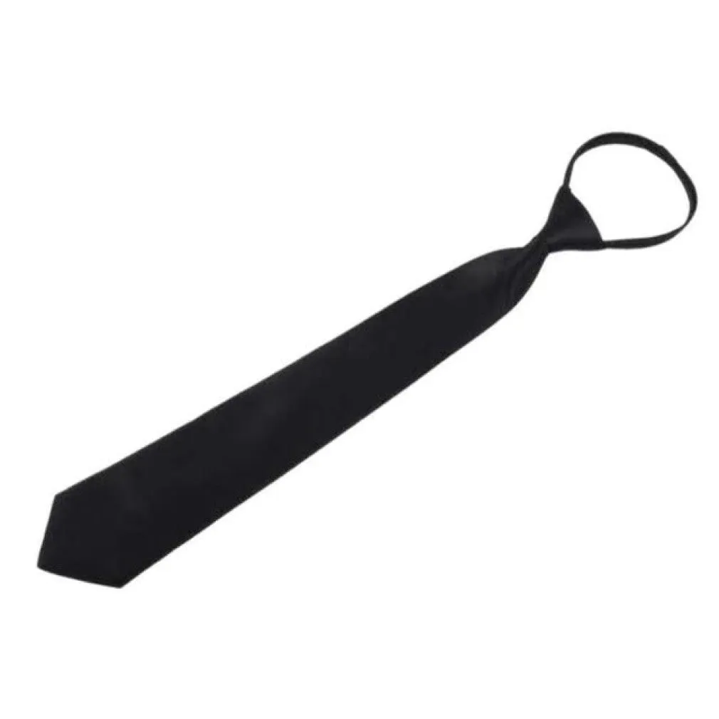 ContiNent 33 Black Clip On Tie Security Ties For Men Women Doorman Steward Matte Black Necktie Black Funeral Tie Clothing Accessories