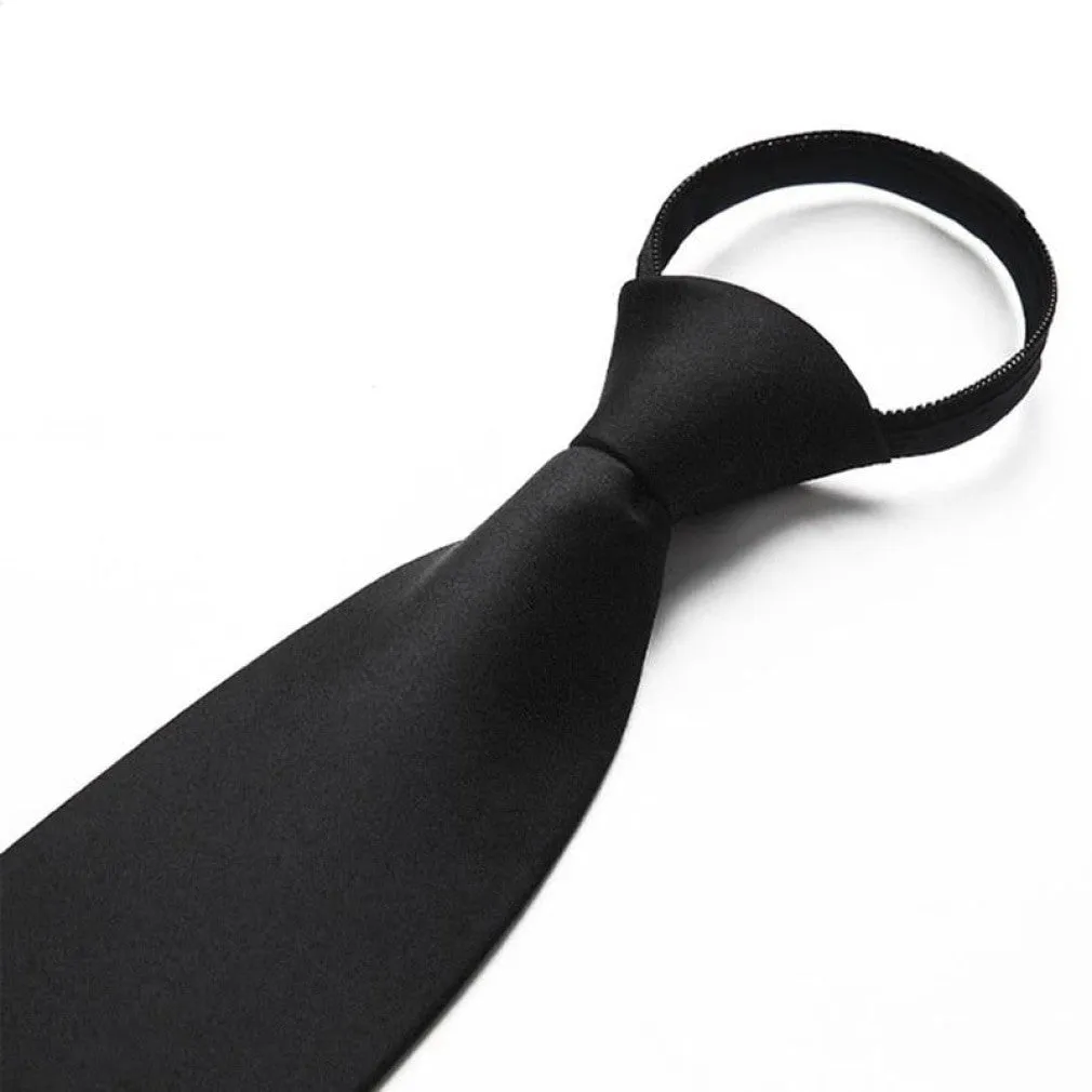 ContiNent 33 Black Clip On Tie Security Ties For Men Women Doorman Steward Matte Black Necktie Black Funeral Tie Clothing Accessories