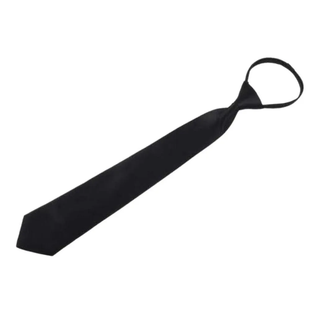 ContiNent 33 Black Clip On Tie Security Ties For Men Women Doorman Steward Matte Black Necktie Black Funeral Tie Clothing Accessories