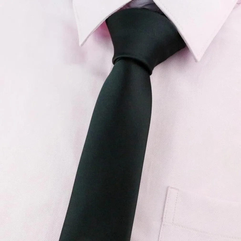 ContiNent 33 Black Clip On Tie Security Ties For Men Women Doorman Steward Matte Black Necktie Black Funeral Tie Clothing Accessories