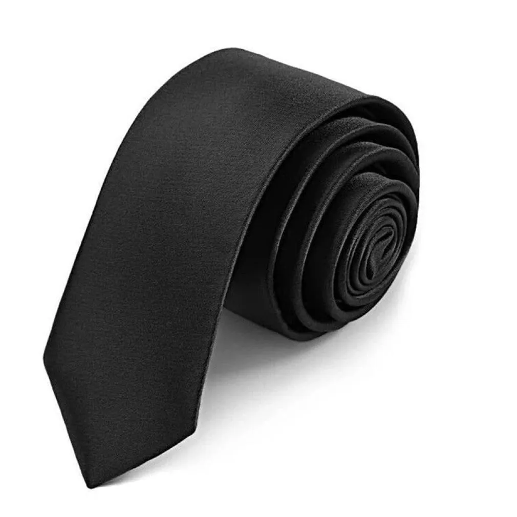 ContiNent 33 Black Clip On Tie Security Ties For Men Women Doorman Steward Matte Black Necktie Black Funeral Tie Clothing Accessories