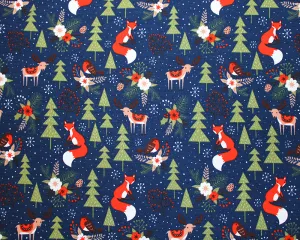 Cotton Jersey Christmas Forest Friends