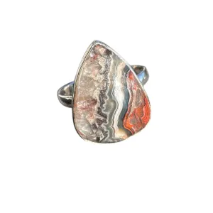 Crazy Lace Agate Solid 925 Sterling Silver Ring 9.5