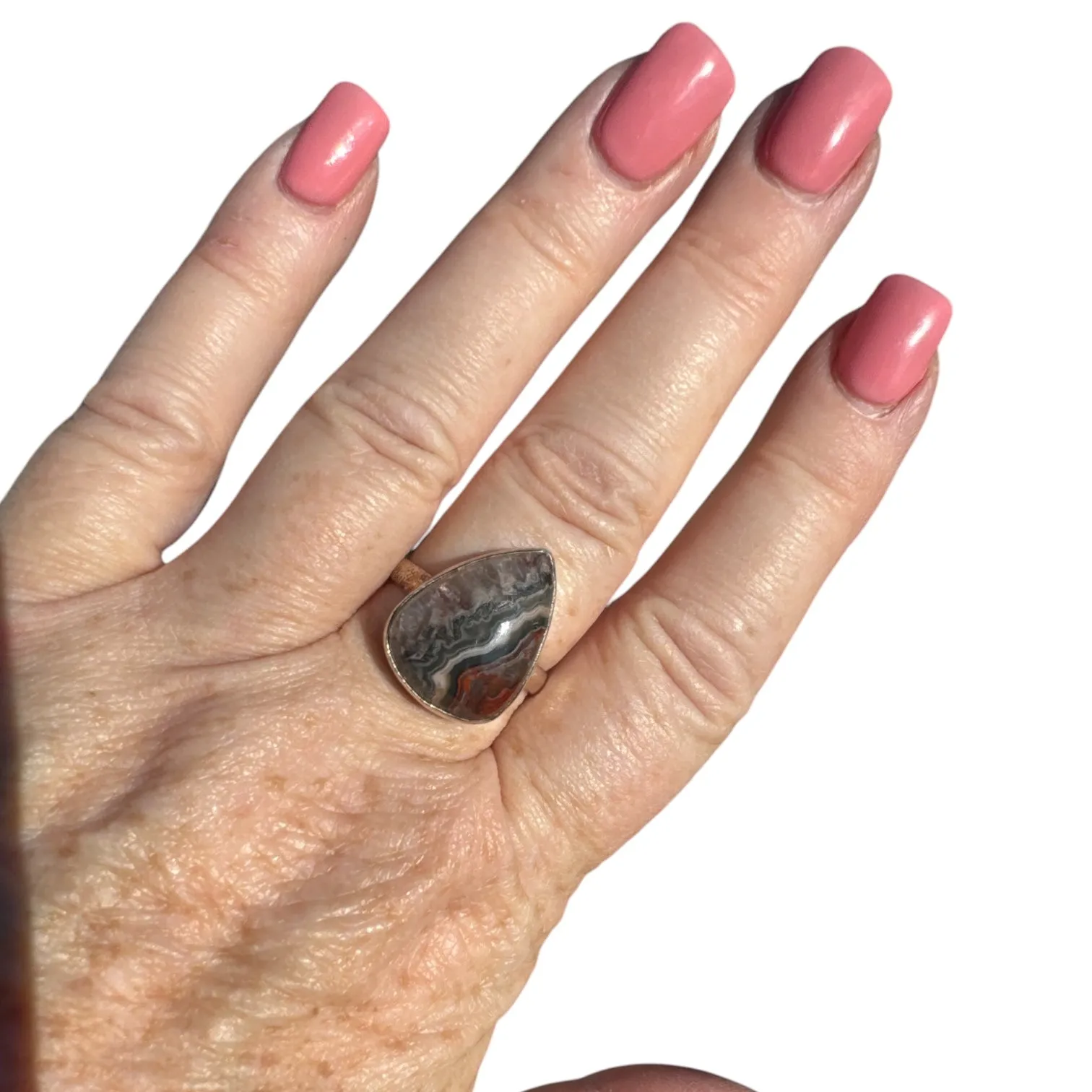 Crazy Lace Agate Solid 925 Sterling Silver Ring 9.5