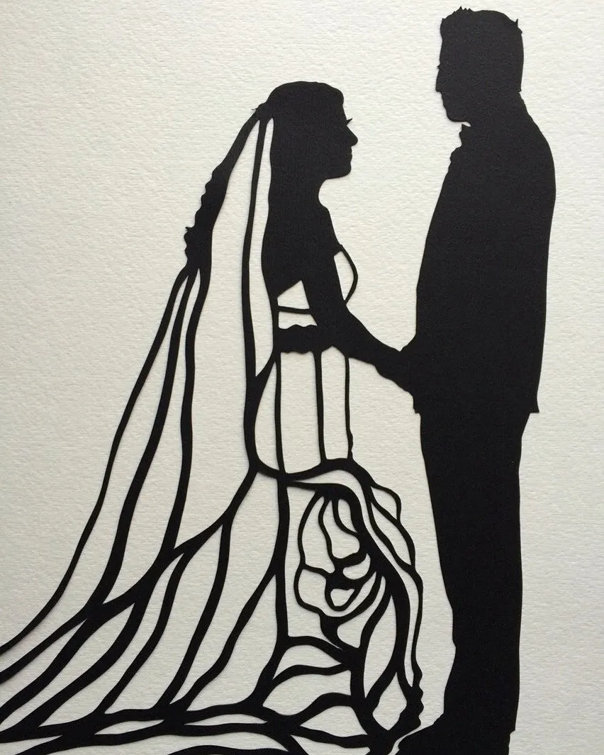 Custom HandCut Anniversary Paper Silhouette Art