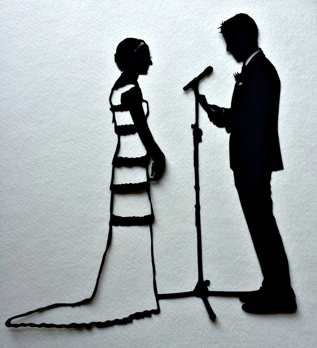 Custom HandCut Anniversary Paper Silhouette Art