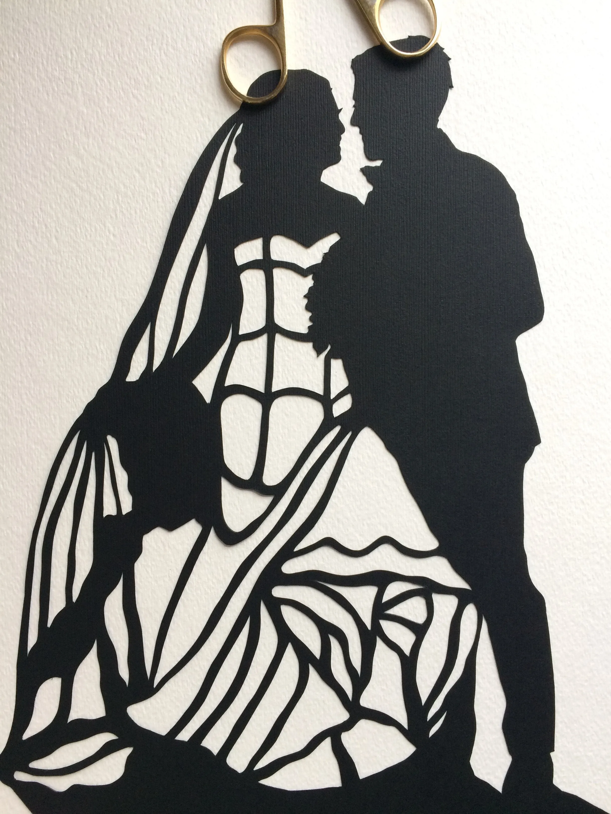 Custom HandCut Anniversary Paper Silhouette Art