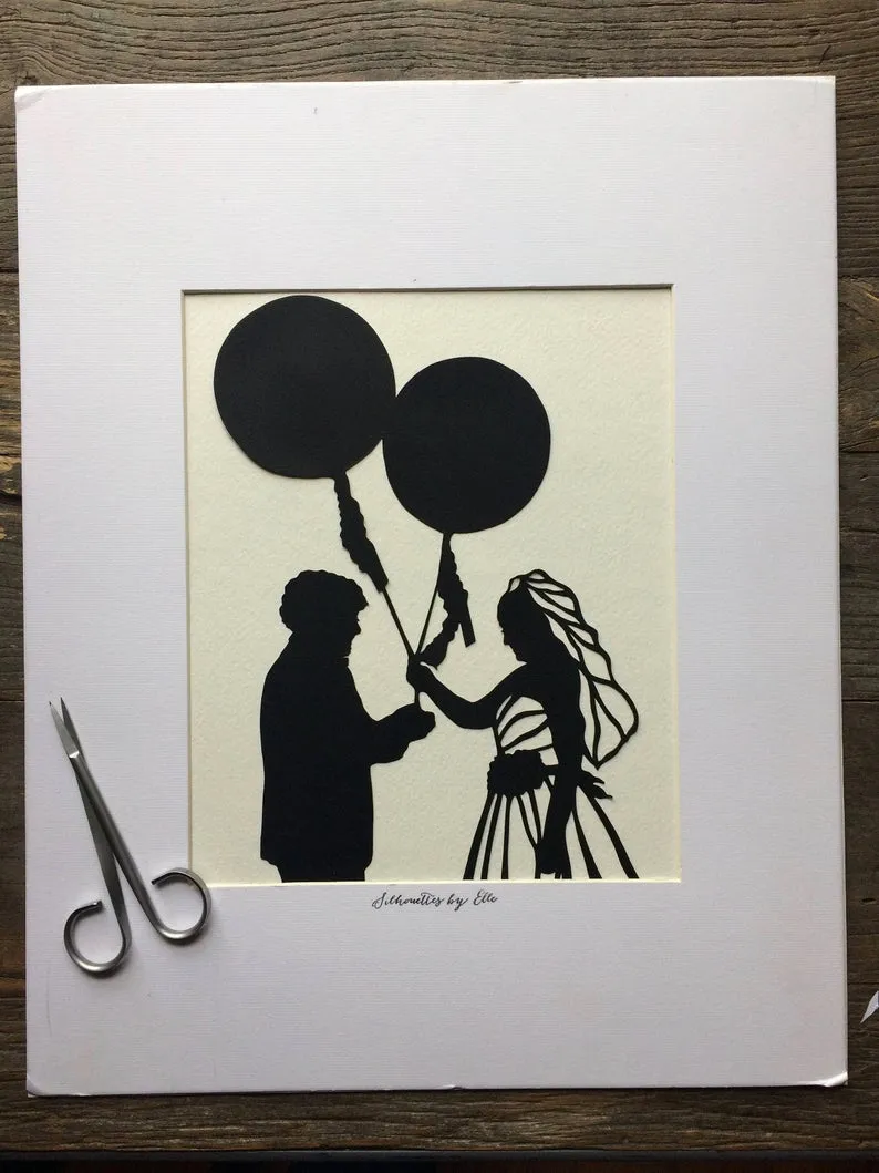 Custom HandCut Anniversary Paper Silhouette Art
