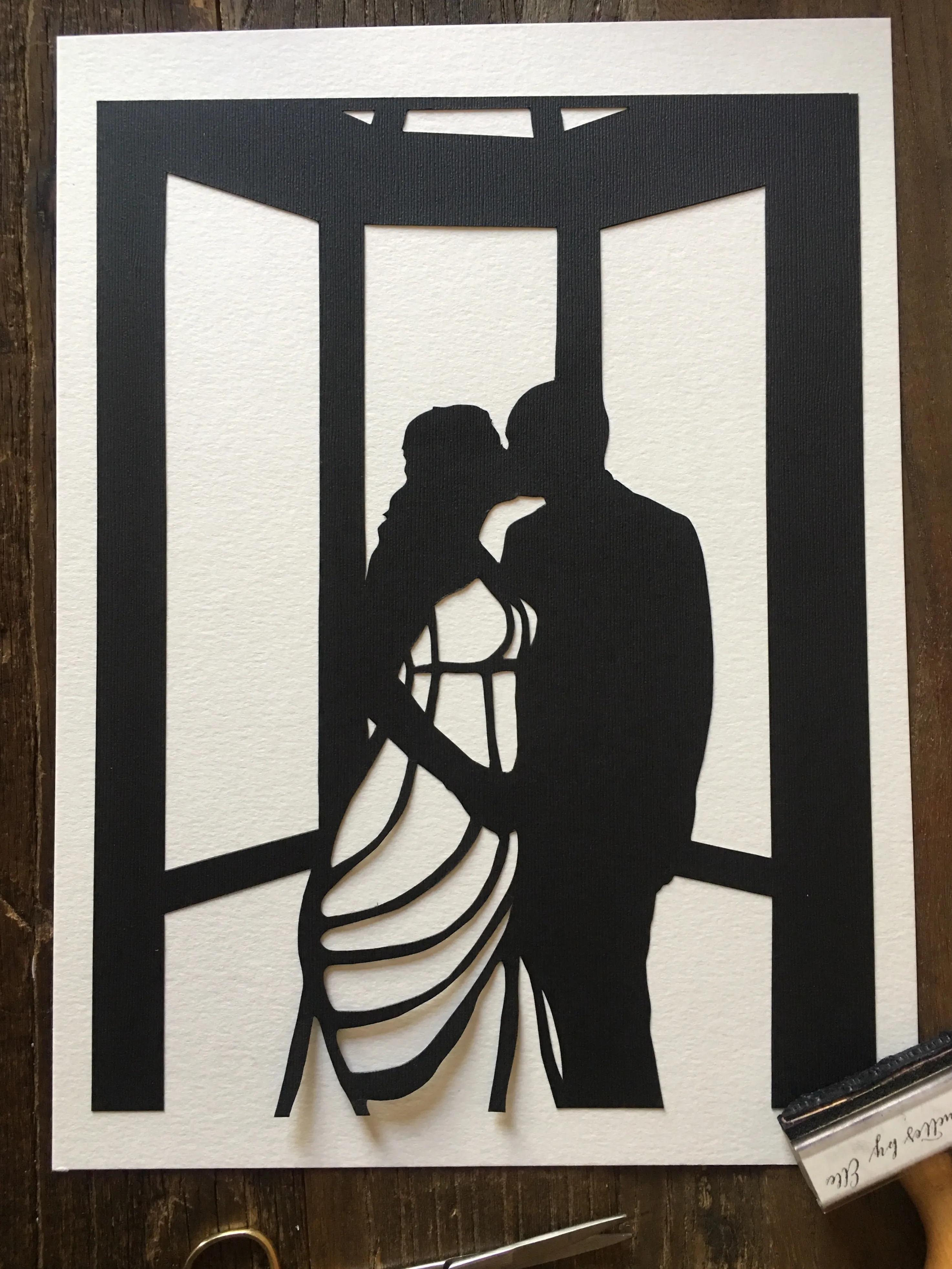 Custom HandCut Anniversary Paper Silhouette Art