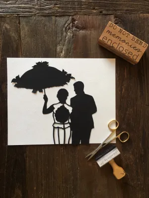 Custom HandCut Anniversary Paper Silhouette Art