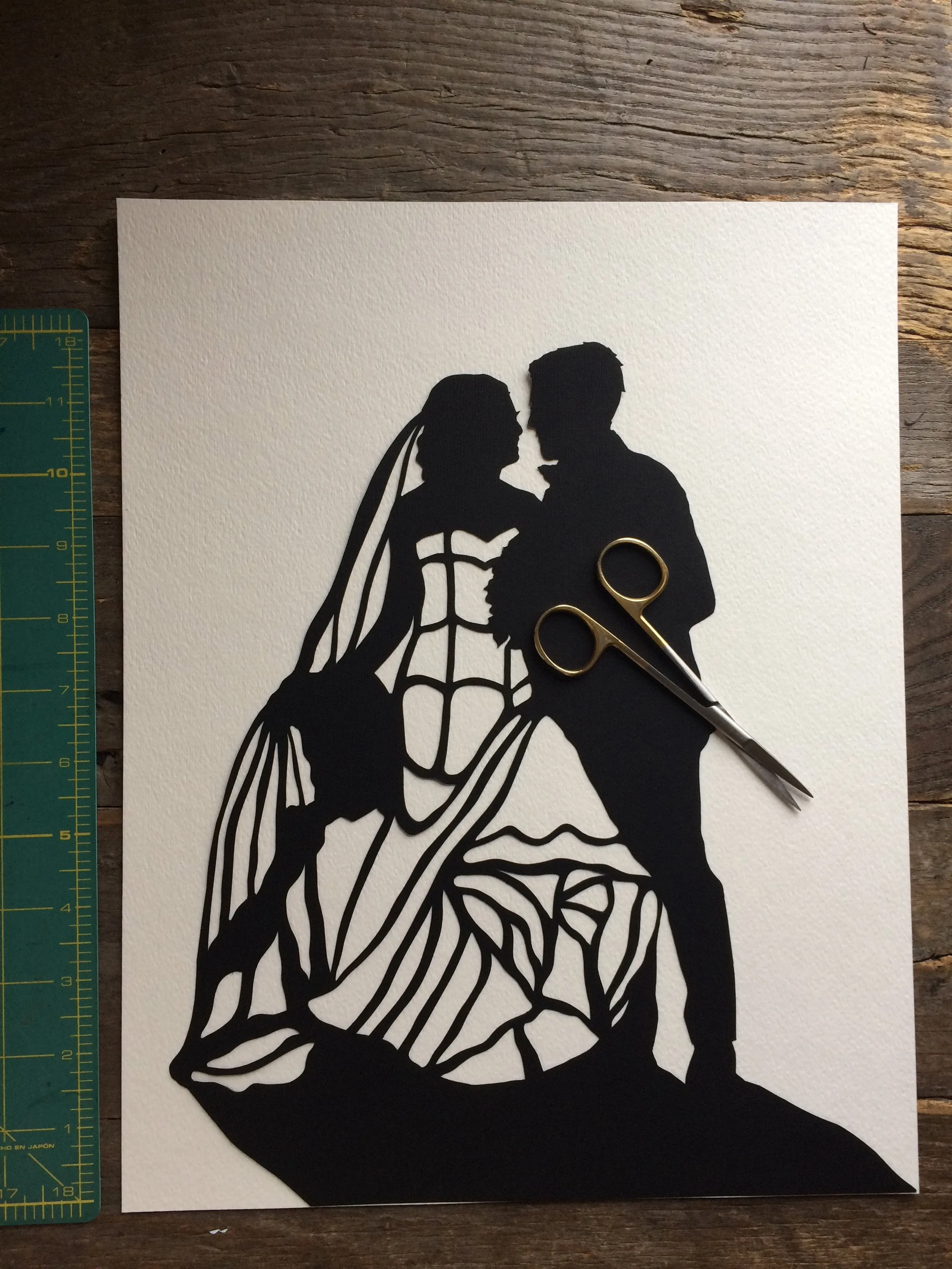 Custom HandCut Anniversary Paper Silhouette Art
