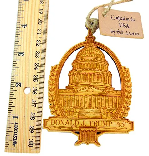 Donald Trump Wooden Christmas Ornament 4 Inch Boxed Made in the USA