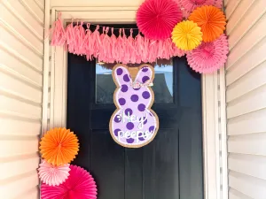 Easter Bunny Burlap Door Hanger - PEEPS style (Purple)