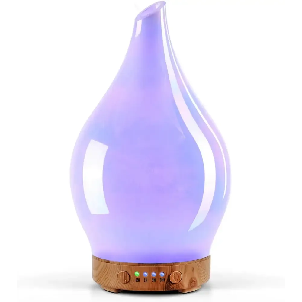 Elegant 3D Glass Marble Oil Diffuser with LED Lights
