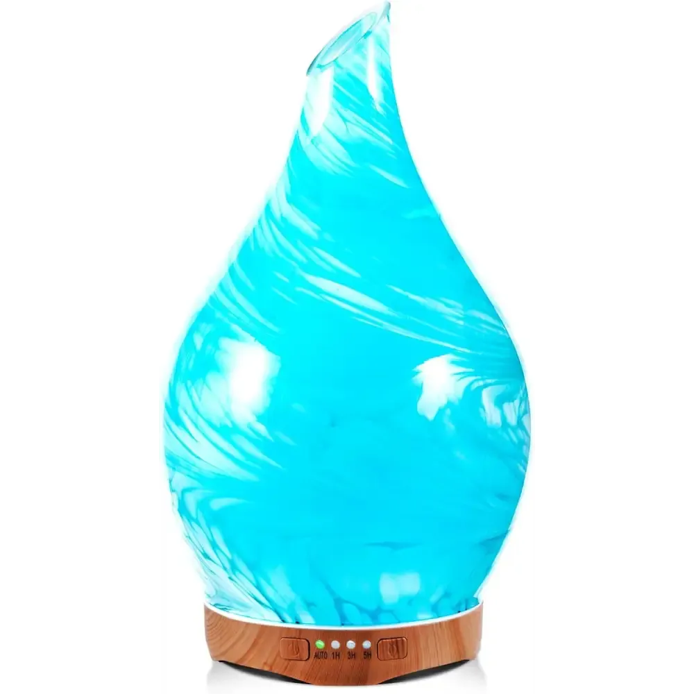 Elegant 3D Glass Marble Oil Diffuser with LED Lights