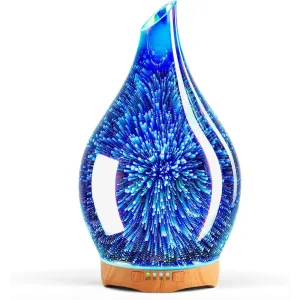 Elegant 3D Glass Marble Oil Diffuser with LED Lights