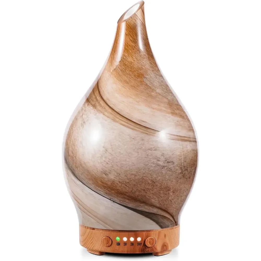 Elegant 3D Glass Marble Oil Diffuser with LED Lights